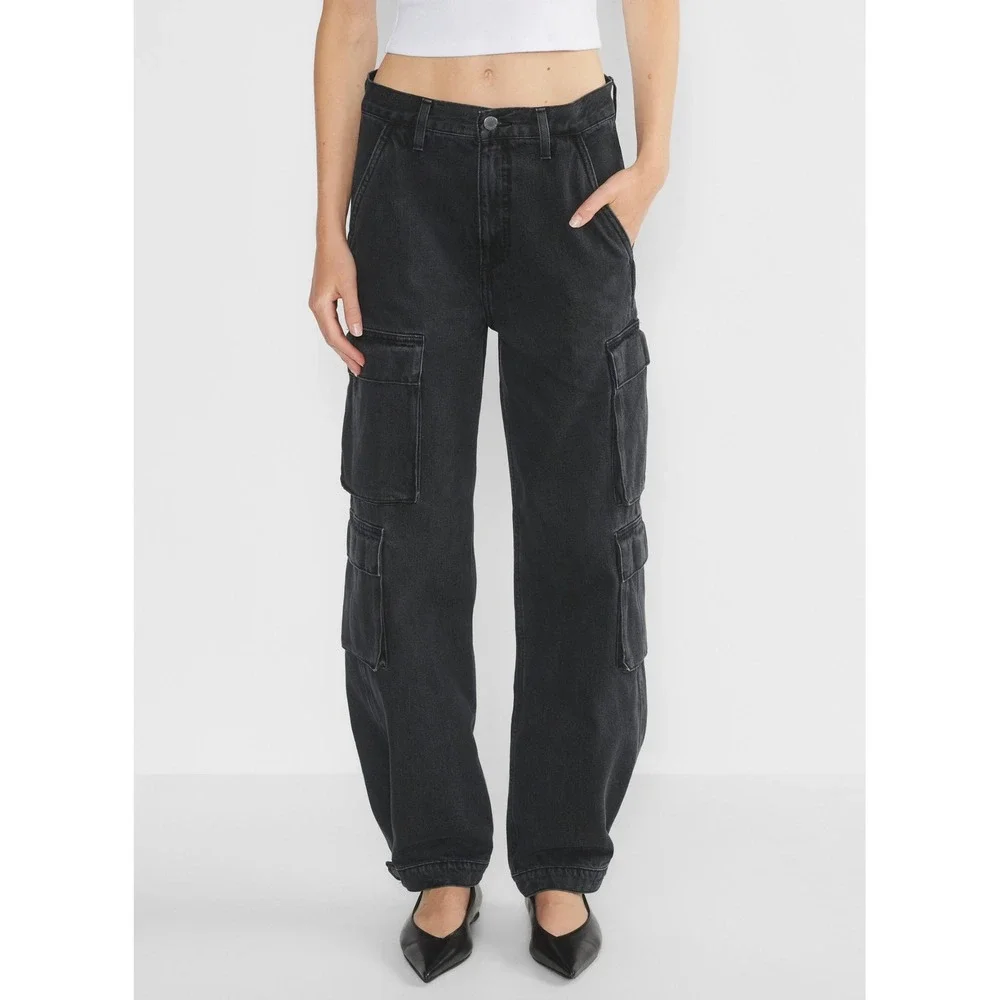 Aritzia Denim Forum The '90s Millie Hi-Rise Cargo Jeans Washed Black Size 26